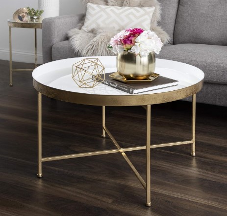 Modern Glam Round Metal Coffee Table